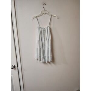 Kiwi + Punch Womens Light Blue Tiered Crochet Lace Cami Top Boho Medium NWT